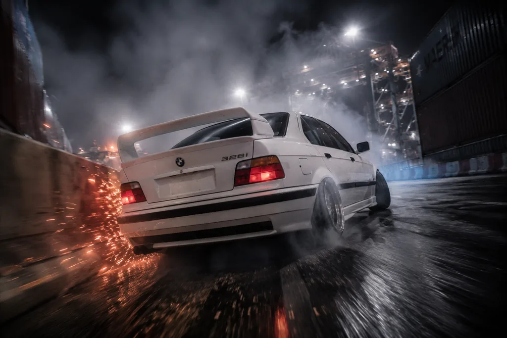 BMW E36 con diferencial bloqueado en clase de drift uno a uno, regalo creativo para novio