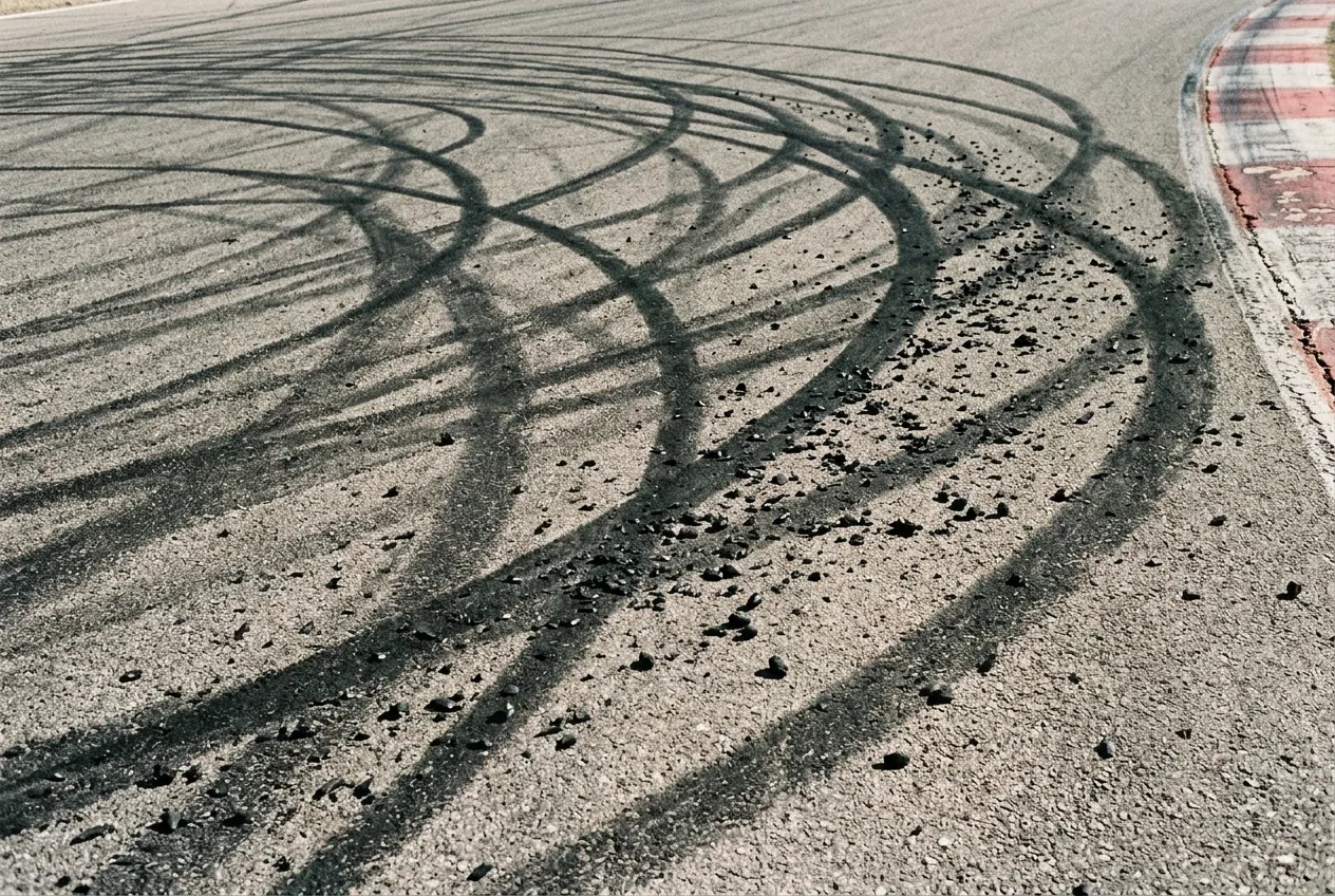 Marcas de neumatico en pista cerrada de drift, valor real por dolar de la experiencia premium de regalo