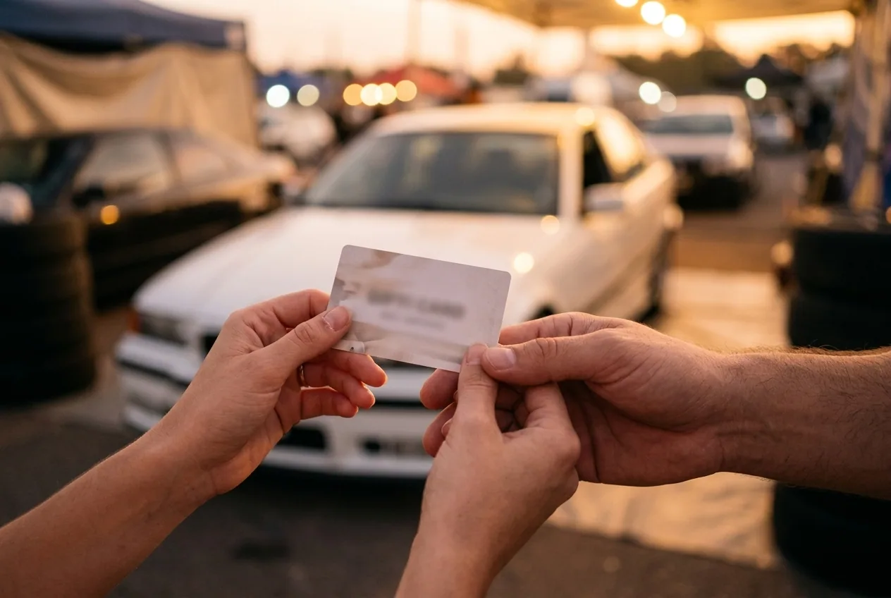 Pareja joven con voucher personalizado de clase de drift, regalo experiencia premium reservado directo en Buenos Aires