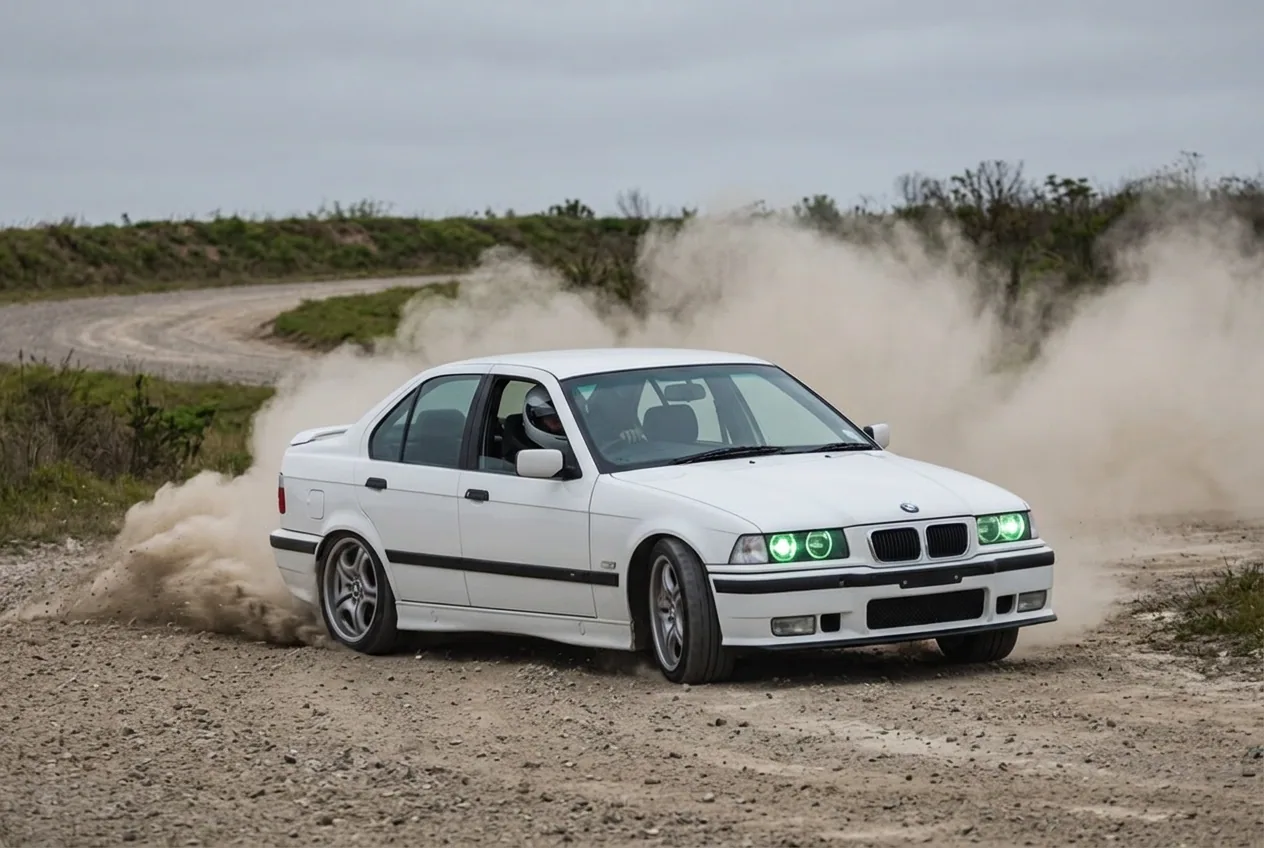 Ноги пилота на трёх педалях BMW E36: работа со сцеплением и перегазовка
