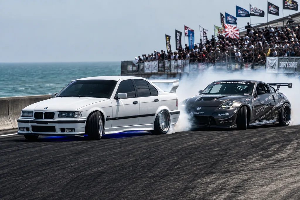 BMW E36 RWD en accion durante clase de drift en autodromo cerrado, reserva de ultimo momento